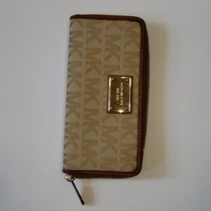 Michael Kors Brown & Tan  Zipped Wallet